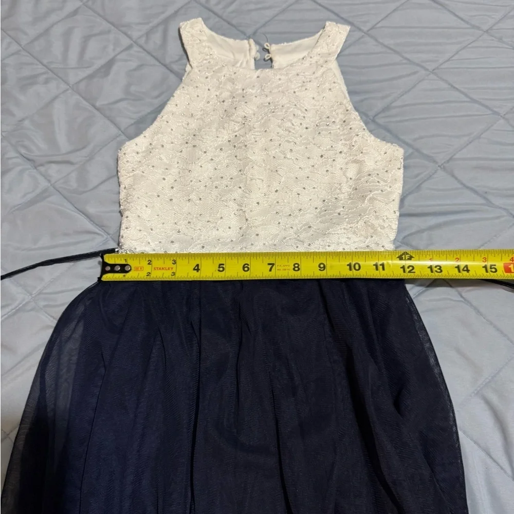Speechless White and Navy Formal Kids Dress